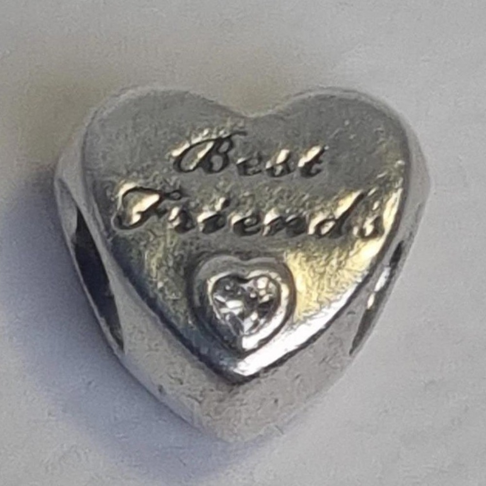 Pandora Best Friends Heart Charm Sterling Silver 925 ALE Cubic Zirconia 790512CZ